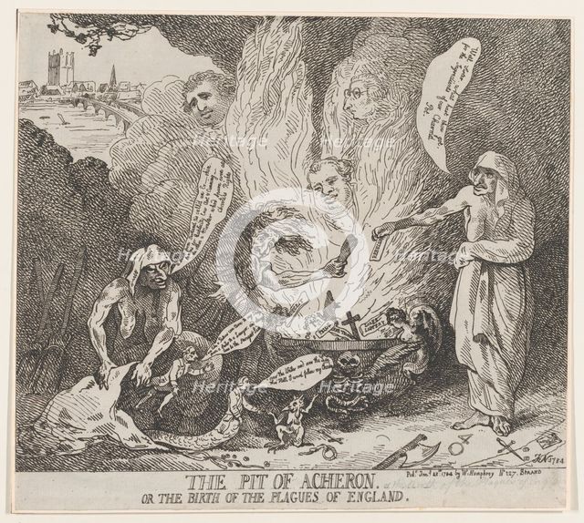 The Pit of Acheron or The Birth of the Plagues of England, January 28, 1784., January 28, 1784. Creator: Thomas Rowlandson.