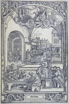 The planet Mercury and artists, scholars and technicians, c1535. Creator: Sebald Beham