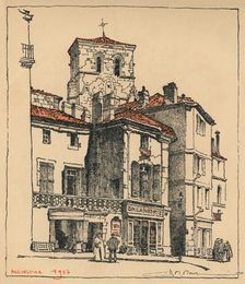 The Place du Murier, with the tower of the Church of St Andre, at Angouleme, France, 1924. Artist: JR Rowe