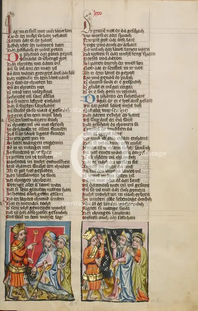 The Plague of Frogs: The Plague of Maggots; Weltchronik, about 1400-1410. Creator: Unknown.