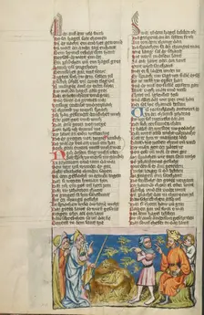 The Plague of Grasshoppers; Weltchronik, about 1400-1410. Creator: Unknown