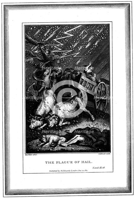 'The Plague of Rain and Hail', one of the Seven Plagues of Egypt, c1759-c1789. Artist: James Caldwall