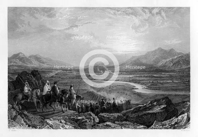 The plain of the river Jordan, looking towards the Dead Sea, 1841.Artist: Sam Fisher