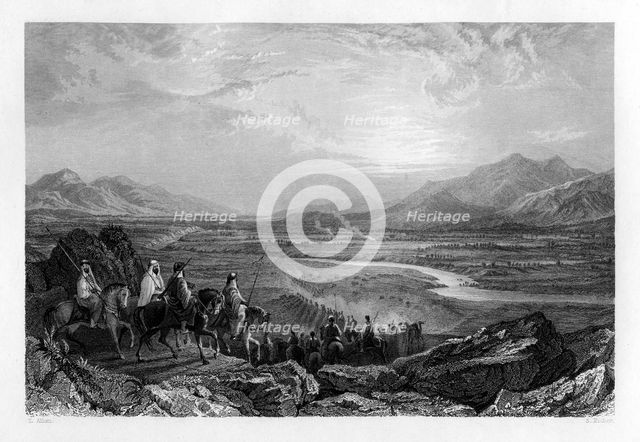The plain of the river Jordan, looking towards the Dead Sea, 1841.Artist: Sam Fisher