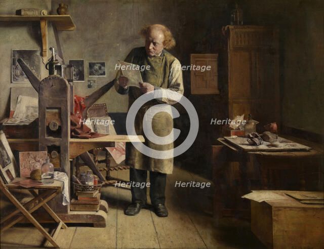 The Plate Printer, 1875. Creator: Henri Jean Augustin de Braekeleer.