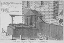 The platform and gallows at Newgate Prison, Old Bailey, City of London, 1783. Artist: Anon