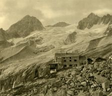 The Plauener Hütte and glacier, Zillergrund, Tyrol, Austria, c1935. Creator: Unknown