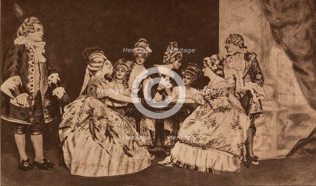 The play Queen of spades by A. Pushkin in the La Chauve-Souris Theatre, 1918.