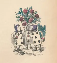 The Playing cards painting the Rose Bushes 1889. Artist: John Tenniel