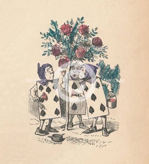 'The Playing cards painting the Rose Bushes', 1889. Artist: John Tenniel.