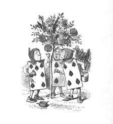 The Playing cards painting the Rose Bushes 1889. Artist: John Tenniel