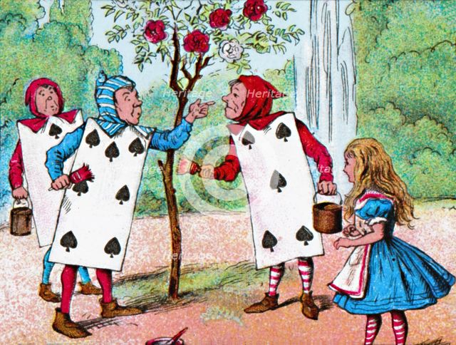'The Playing cards painting the Rose Bushes', c1910. Artist: John Tenniel.