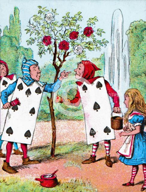 'The Playing cards painting the Rose Bushes', c1910. Artist: John Tenniel.