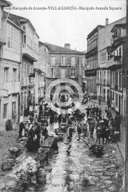 The Plaza Marques de Aranda, Villagarcia, Spain, early 20th century.Artist: Pedro Abad Abalo