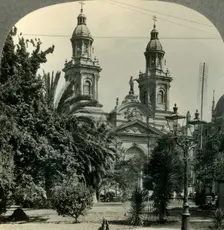 The Plaza de Armas and Cathedral, Santiago, Chile c1930s. Creator: Unknown