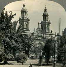 The Plaza de Armas and Cathedral, Santiago, Chile c1930s. Creator: Unknown