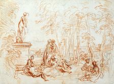 The Pleasure of Love sketch, 18th century. Artist: Jean-Antoine Watteau