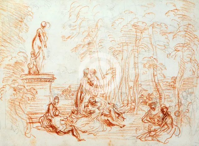 'The Pleasure of Love', sketch, 18th century.  Artist: Jean-Antoine Watteau