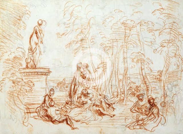 'The Pleasure of Love', sketch, 18th century.  Artist: Jean-Antoine Watteau
