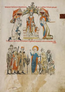 The Pledge of Chastity: Saint Hedwig Assisting the Poor and Sick; Vita beatae Hedwigis, 1353. Creator: Unknown