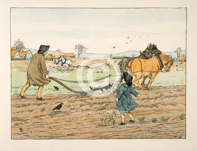 The Ploughman,  from Four and Twenty Toilers, pub. 1900 (colour lithograph)