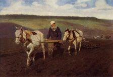 The Ploughman (Leo Nikolayevich Tolstoy at the Plough) 1887, (1965). Creator: Il'ya Repin