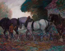 The Ploughing Team, Dawn, 1906. Creator: Robert Polhill Bevan