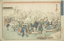 The Plum Garden at Komeido (Kameido ume yashiki no zu), from the series "Famous..., c. 1832/38. Creator: Ando Hiroshige