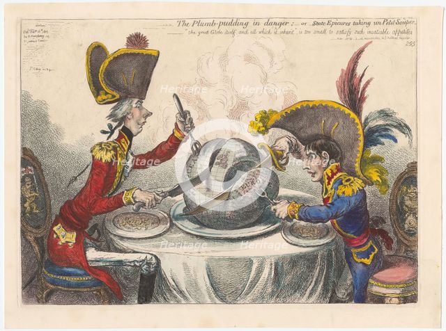 The Plumb-Pudding in Danger, or State Epicures Taking un Petit Souper, 1805.