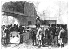 The Pneumatic Despatch Tube: the Holborn end of the Tube on the opening day, 1865. Creator: Unknown