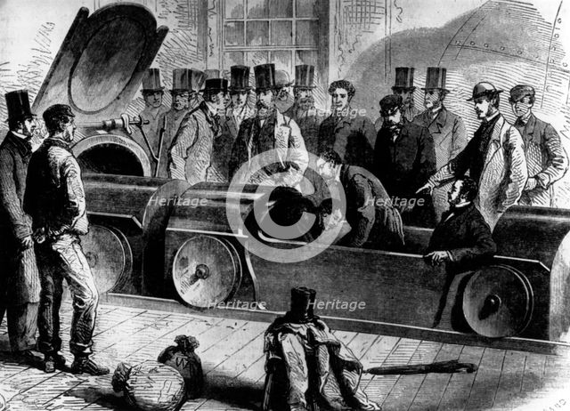 The pneumatic mail tube, 1865. Creator: Unknown.