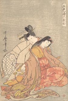 The Poet Ariwara no Narihira (825-880) and Ono no Komachi..., ca. 1798. Creator: Kitagawa Utamaro