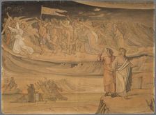 The poet by the river, over which Charon carries the souls of the departed, sees, blown..., 1832. Creator: Johann Anton Ramboux