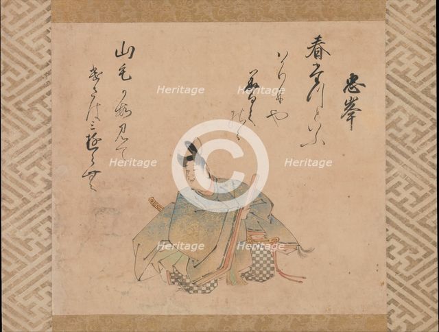 The Poet Mibu no Tadamine, from a set of album leaves..., early 17th century. Creator: Iwasa Matabei.