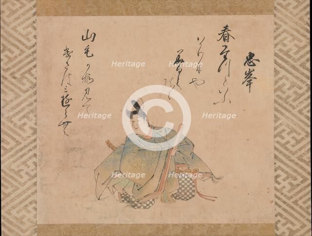 The Poet Mibu no Tadamine, from a set of album leaves..., early 17th century. Creator: Iwasa Matabei.