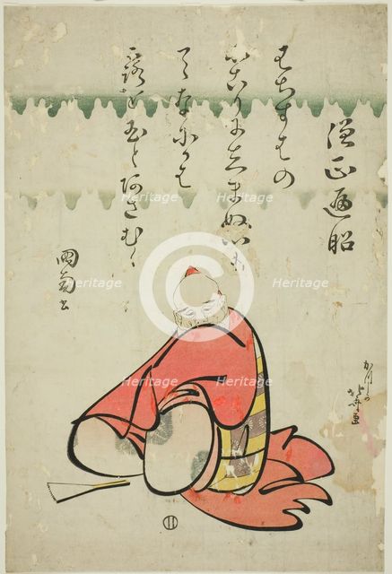 The Poet Sojo Henjo, from the series Six Immortal Poets (Rokkasen), Japan, c. 1810. Creator: Hokusai.