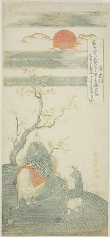 The Poet Sugawara no Michizane Riding an Ox, c. 1764. Creator: Torii Kiyomitsu