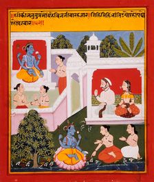 The Poet's Prayer to Krishna, Folio illustrating the Satsaiya of Biharilal, between 1719 and 1720. Creator: Unknown