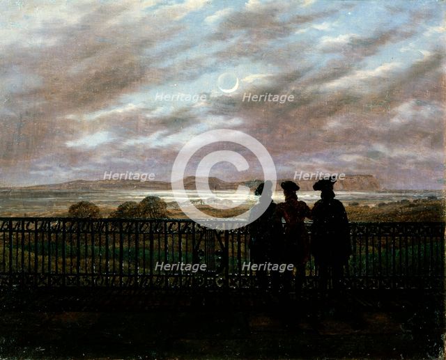 'The Poets V.A. Zhukovsky, S.I. Turgenev and A.I. Turgenev', end 1820s. Artist: Caspar David Friedrich