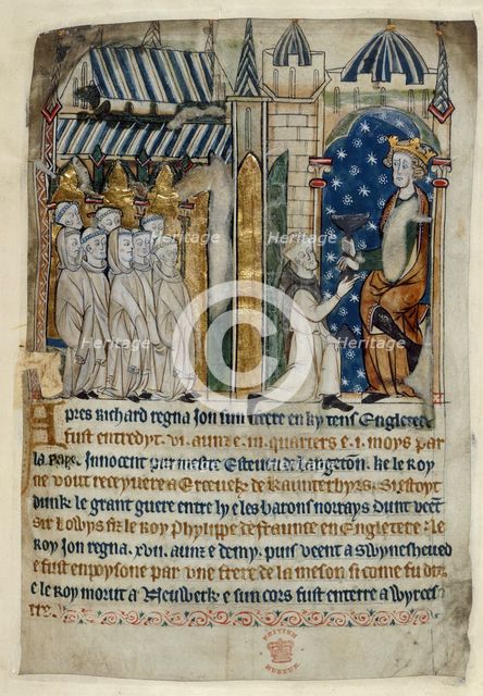 The poisoning of King John, 13th century. Artist: Anonymous  