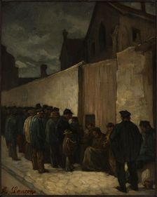 The Poor at the corner of rue de la Sante, in 1869. Creator: Auguste-Andre Lancon