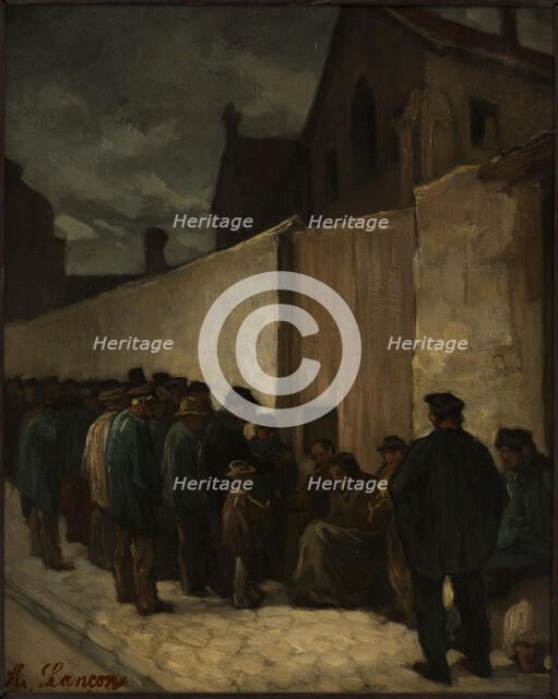 The Poor at the corner of rue de la Sante, in 1869. Creator: Auguste-Andre Lancon.