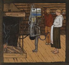 The Poor Devil by the Fire; The Devil by the Pot, 1897. Creator: Hugo Simberg