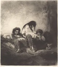 The Poor Family (Une famille pauvre), 1843/1848. Creator: Paul Gavarni