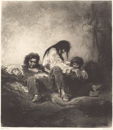 The Poor Family (Une famille pauvre), 1843/1848. Creator: Paul Gavarni