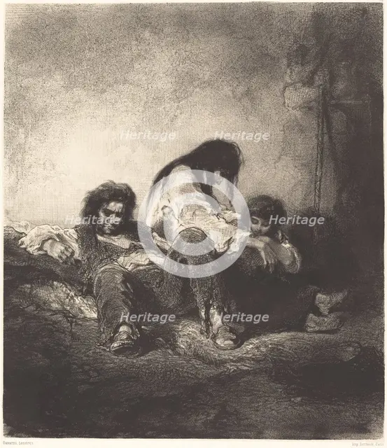 The Poor Family (Une famille pauvre), 1843/1848. Creator: Paul Gavarni.