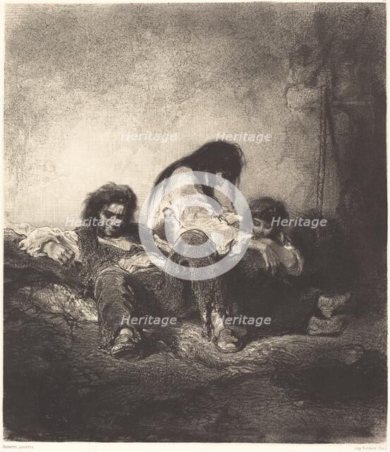 The Poor Family (Une famille pauvre), 1843/1848. Creator: Paul Gavarni.