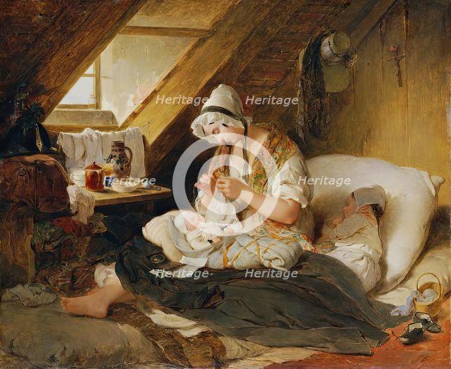 The poor officer's widow, 1836. Creator: Peter Fendi.
