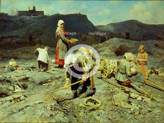 The Poor, Picking up Pieces of Coal, 1894. Creator: Kasatkin, Nikolai Alexeyevich (1859-1930).