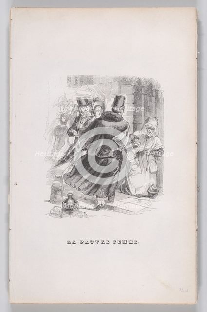 The Poor Woman from The Complete Works of Béranger, 1836. Creator: Jean Ignace Isidore Gerard.